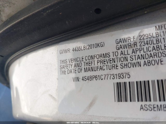 Aukcja sprzedaży 2007 Subaru Outback 2.5i Basic, vin: 4S4BP61C777319375, numer aukcji: 45518802