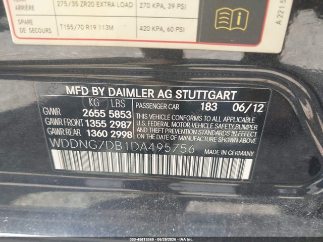 2013 Mercedes-benz S 550 მანქანა იყიდება აუქციონზე, vin: WDDNG7DB1DA495756, აუქციონის ნომერი: 45518840
