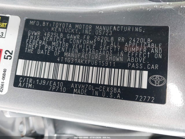 4T1G31AKXPU615911 Toyota Camry Se Hybrid