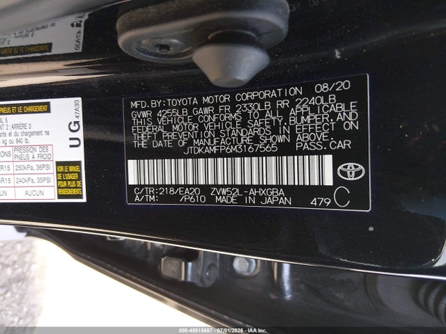 JTDKAMFP6M3167565 Toyota Prius Prime Xle