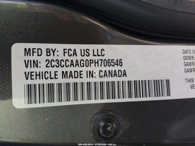 2023 Chrysler 300 Touring მანქანა იყიდება აუქციონზე, vin: 2C3CCAAG0PH706546, აუქციონის ნომერი: 45518914