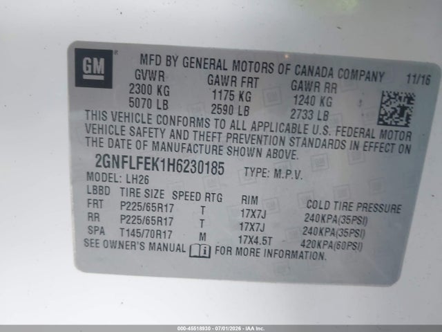 Chevrolet EQUINOX LT 2017 2GNFLFEK1H6230185 Image 9