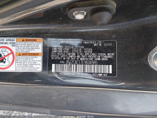 Продаж на аукціоні авто 2014 Subaru Brz Limited, vin: JF1ZCAC17E9604985, номер лоту: 45518933