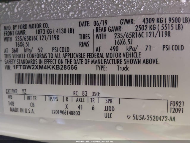 1FTBW2XM4KKB28566 Ford Transit-350