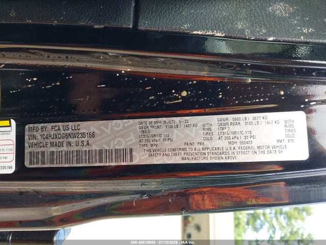 Продаж на аукціоні авто 2022 Jeep Wrangler Unlimited High Tide 4x4, vin: 1C4HJXDG6NW235166, номер лоту: 45518989