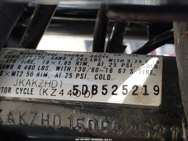 Aukcja sprzedaży 1983 Kawasaki Kz440 D, vin: JKAKZHD15DB525219, numer aukcji: 45519002