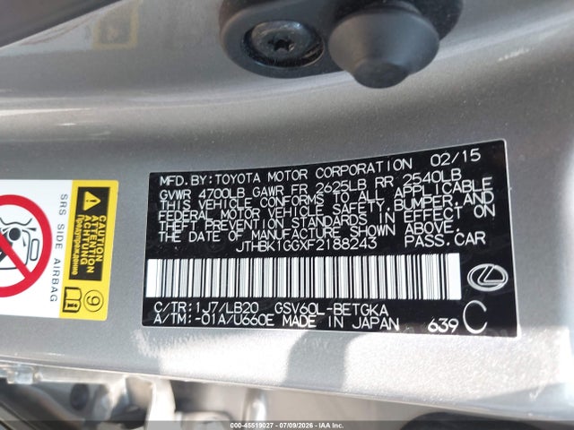 Lexus ES 350 2015 JTHBK1GGXF2188243 Image 9