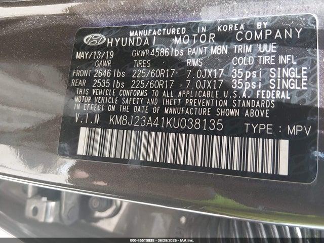 Hyundai TUCSON SE 2019 KM8J23A41KU038135 Image 9