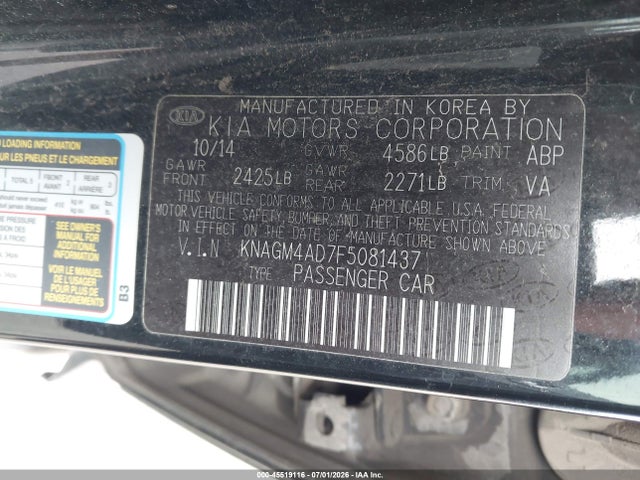 KNAGM4AD7F5081437 KIA OPTIMA HYBRID