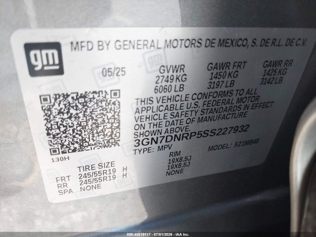 3GN7DNRP5SS227932 Chevrolet Equinox Ev Lt 2