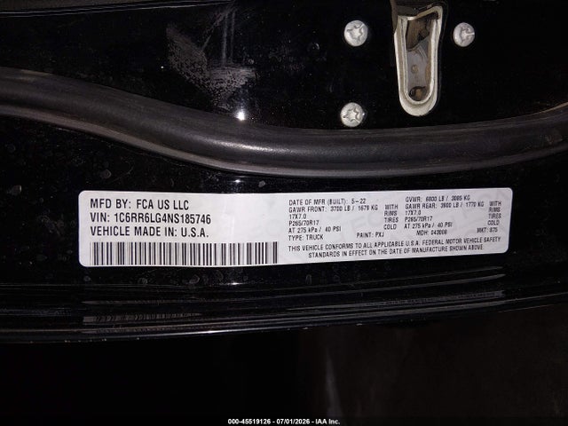 1C6RR6LG4NS185746 RAM 1500 Classic Slt 4x2 5&#039;7 Box