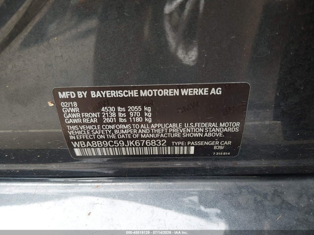 Aukcja sprzedaży 2018 Bmw 330i, vin: WBA8B9C59JK676832, numer aukcji: 45519129