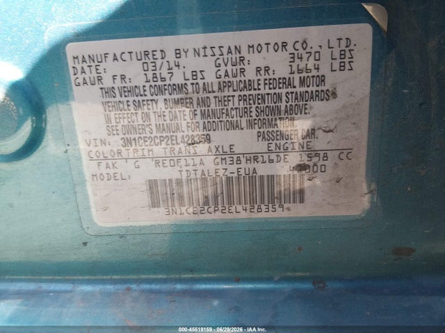 Nissan Versa Note Sv 2014 3N1CE2CP2EL428359 Image 9