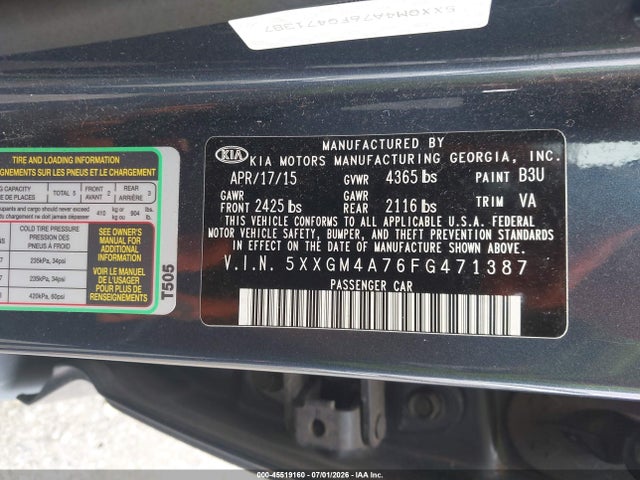 KIA Optima Lx 2015 5XXGM4A76FG471387 Image 9