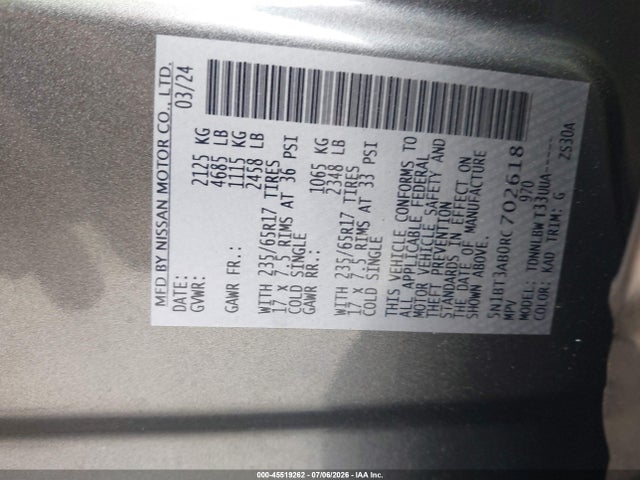 Nissan Rogue S Intelligent Awd 2024 5N1BT3AB0RC702618 Image 9