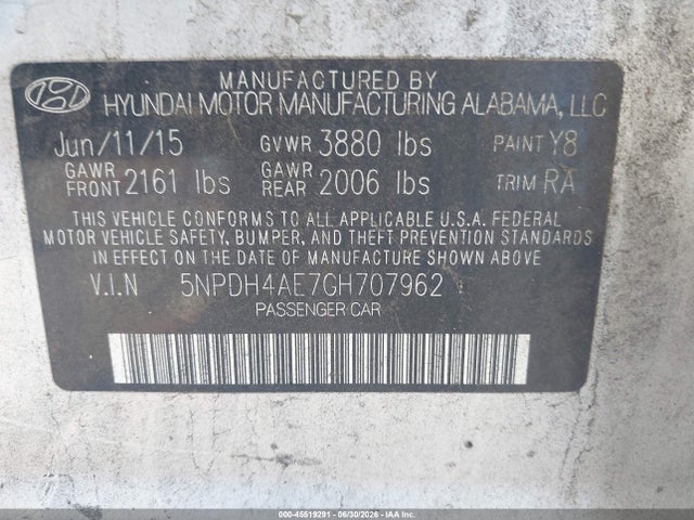 Hyundai ELANTRA SE 2016 5NPDH4AE7GH707962 Image 9
