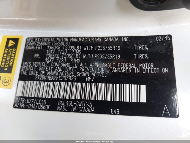 Lexus RX 350 2015 2T2BK1BA7FC307836 Image 9
