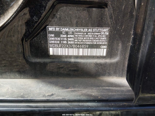 Auction sale of the 2007 Mercedes-benz E 320 Bluetec, vin: WDBUF22X37B046859, lot number: 45519374