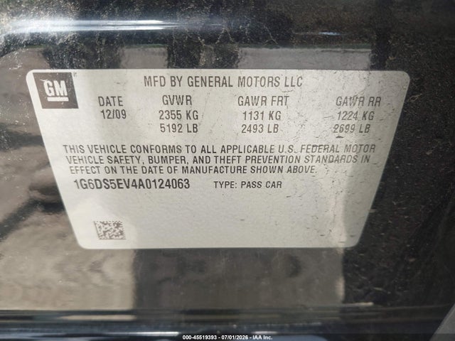Продажа на аукционе авто 2010 Cadillac Cts Premium, vin: 1G6DS5EV4A0124063, номер лота: 45519393