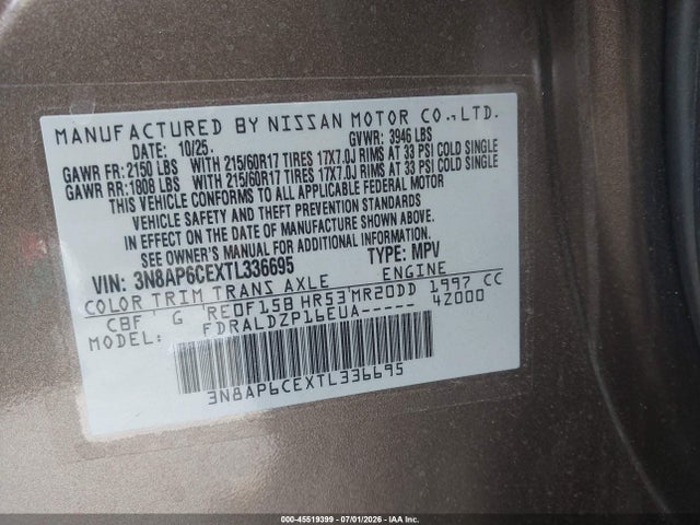 Nissan KICKS SV 2026 3N8AP6CEXTL336695 Image 9