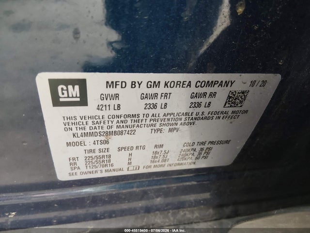 2021 Buick Encore Gx Fwd Select მანქანა იყიდება აუქციონზე, vin: KL4MMDS28MB087422, აუქციონის ნომერი: 45519400