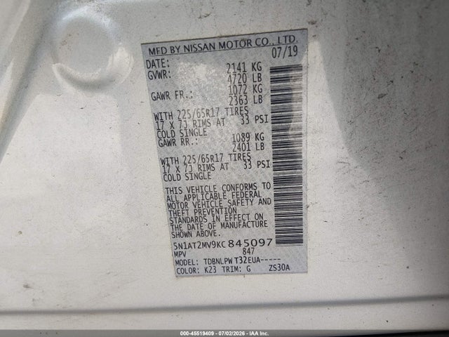 Nissan ROGUE S 2019 5N1AT2MV9KC845097 Image 9