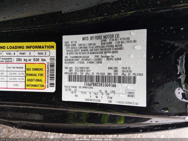 1FA6P8R03R5504166 Ford Mustang Dark Horse Fastback