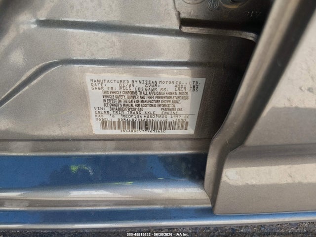 3N1AB8CV7RY291610 Nissan Sentra Sv Xtronic Cvt