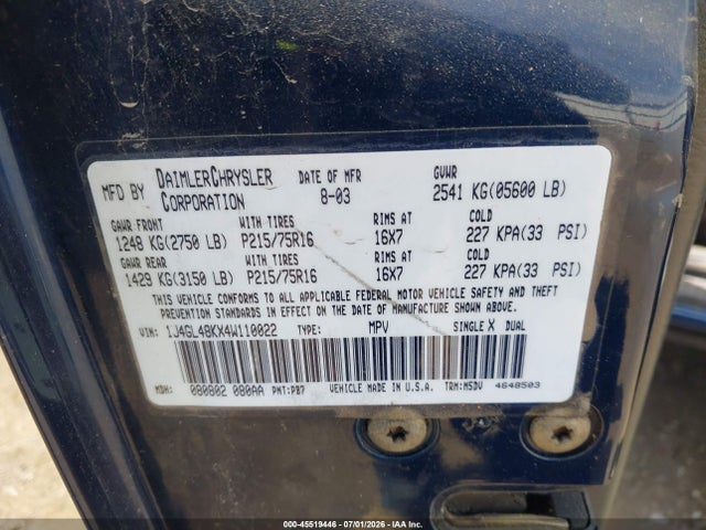 Auction sale of the 2004 Jeep Liberty Sport, vin: 1J4GL48KX4W110022, lot number: 45519446