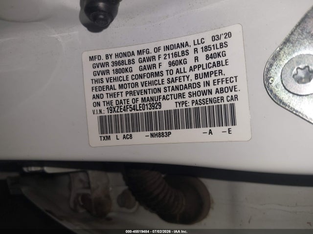 Honda INSIGHT EX 2020 19XZE4F54LE013929 Image 9