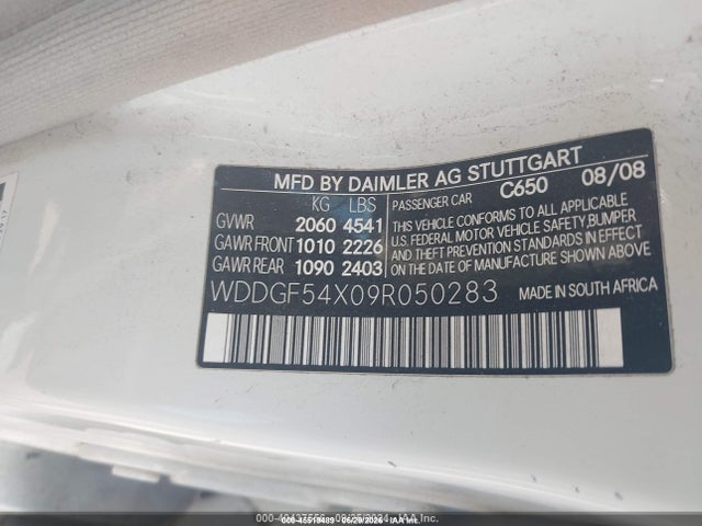 Aukcja sprzedaży 2009 Mercedes-benz C 300 Luxury/sport, vin: WDDGF54X09R050283, numer aukcji: 45519489