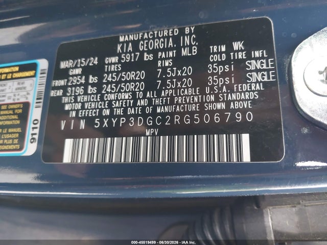 5XYP3DGC2RG506790 KIA Telluride Ex X-line