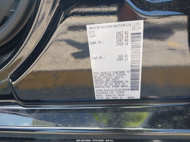 Продаж на аукціоні авто 2025 Nissan Altima Sr Fwd, vin: 1N4BL4CVXSN350309, номер лоту: 45519546