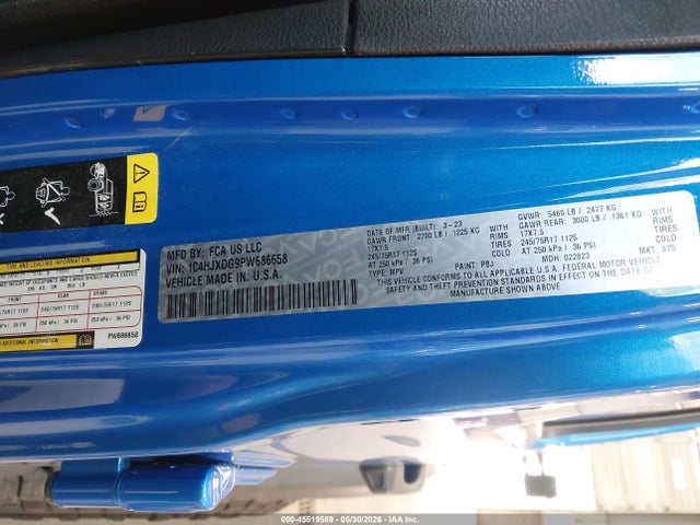 Продажа на аукционе авто 2023 Jeep Wrangler 4-door Sport S 4x4, vin: 1C4HJXDG9PW686658, номер лота: 45519589