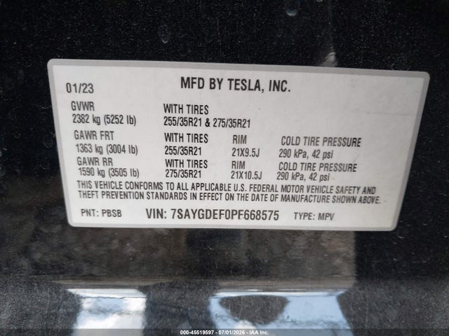 7SAYGDEF0PF668575 Tesla Model Y Performance Dual Motor All-wheel Drive
