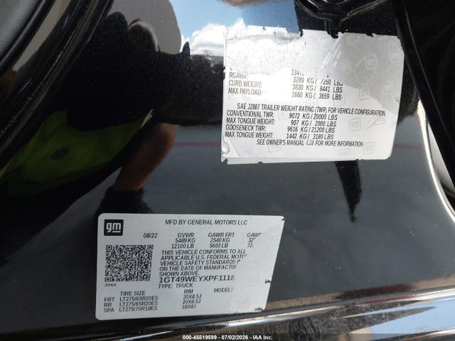 45519599 :رقم المزاد ، 1GT49WEYXPF111834 vin ، 2023 Gmc Sierra 3500hd 4wd  Standard Bed Denali مزاد بيع