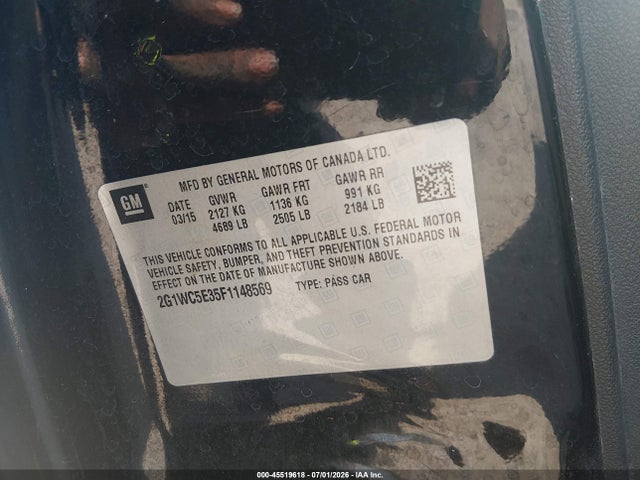 Продаж на аукціоні авто 2015 Chevrolet Impala Limited Ltz, vin: 2G1WC5E35F1148569, номер лоту: 45519618