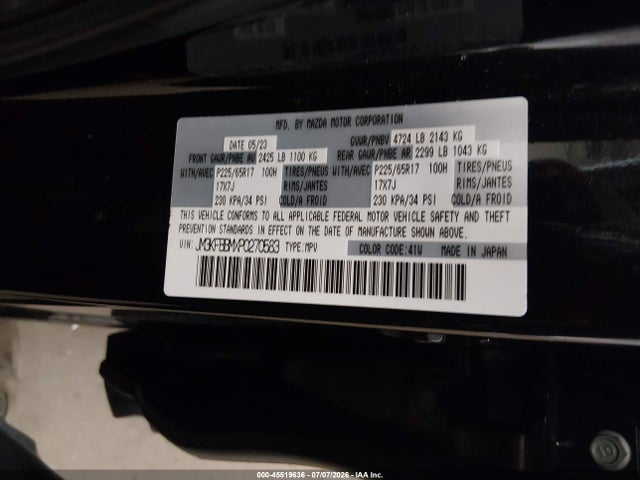 Aukcja sprzedaży 2023 Mazda Cx-5 2.5 S Select, vin: JM3KFBBMXP0270583, numer aukcji: 45519636