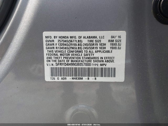 Продажа на аукционе авто 2016 Acura Mdx Advance   Entertainment Packages/advance Package, vin: 5FRYD4H99GB057888, номер лота: 45519740