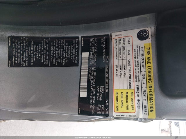 2013 Volvo C70 T5 მანქანა იყიდება აუქციონზე, vin: YV1672MC7DJ142779, აუქციონის ნომერი: 45519797