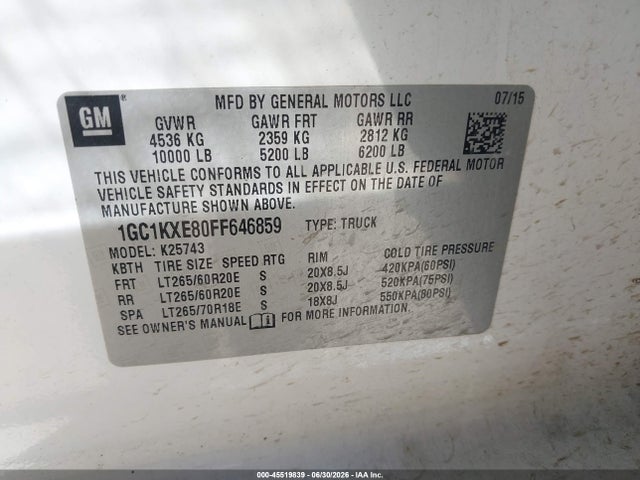 1GC1KXE80FF646859 Chevrolet Silverado 2500hd High Country