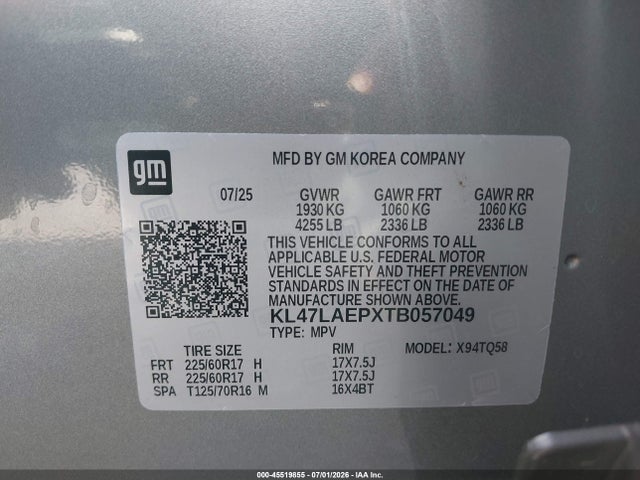 2026 Buick Envista Preferred Fwd მანქანა იყიდება აუქციონზე, vin: KL47LAEPXTB057049, აუქციონის ნომერი: 45519855