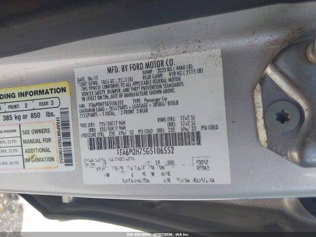Продажа на аукционе авто 2016 Ford Fusion Se, vin: 1FA6P0H75G5106552, номер лота: 45519864