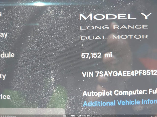 Продажа на аукционе авто 2023 Tesla Model Y Awd/long Range Dual Motor All-wheel Drive, vin: 7SAYGAEE4PF851225, номер лота: 45519880