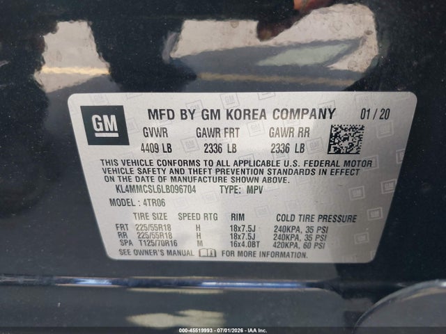 Aukcja sprzedaży 2020 Buick Encore Gx Awd Preferred, vin: KL4MMCSL6LB096704, numer aukcji: 45519993