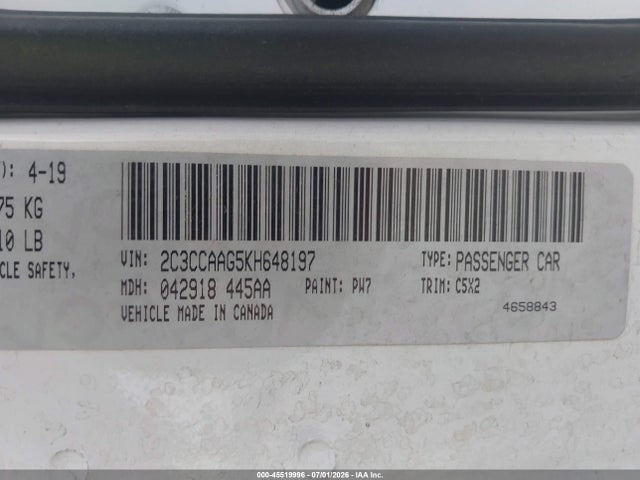45519996 :رقم المزاد ، 2C3CCAAG5KH648197 vin ، 2019 Chrysler 300 Touring مزاد بيع