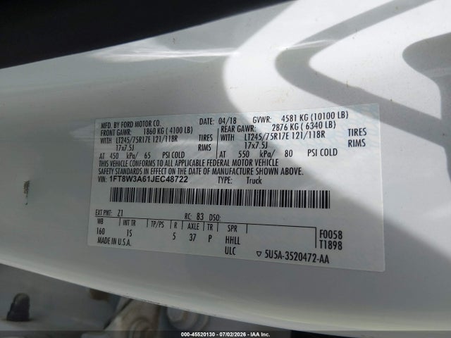 1FT8W3A61JEC48722 Ford F-350 King Ranch/lariat/xl/xlt