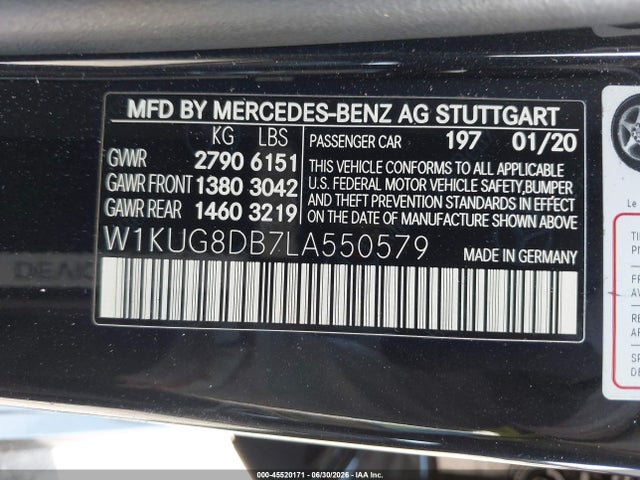 Продажа на аукционе авто 2020 Mercedes-benz S 560, vin: W1KUG8DB7LA550579, номер лота: 45520171