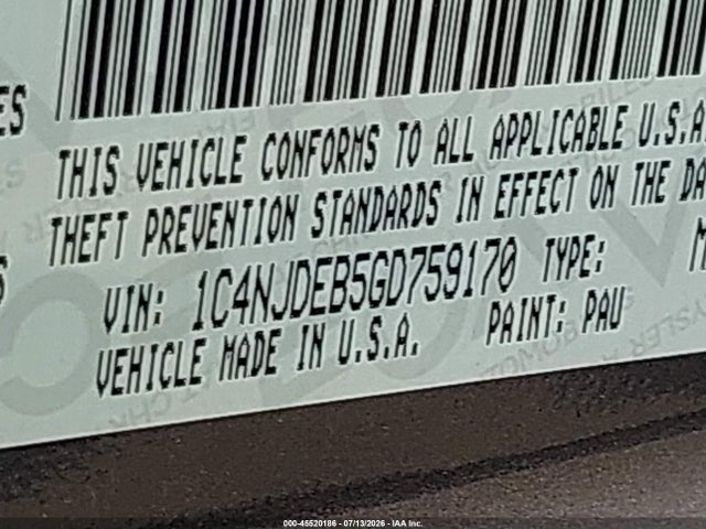 1C4NJDEB5GD759170 Jeep Compass Latitude