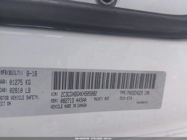 45520199 :رقم المزاد ، 2C3CDXBGXKH505082 vin ، 2019 Dodge Charger Sxt Rwd مزاد بيع